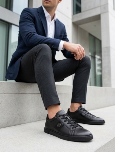 Sneakers (Кросівки) М чорний шкіра 2280AN-0701 Black Cosottinni
