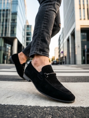 Loafers (Лофери) замш М чорний шкіра D778N-102-18 Cosottinni