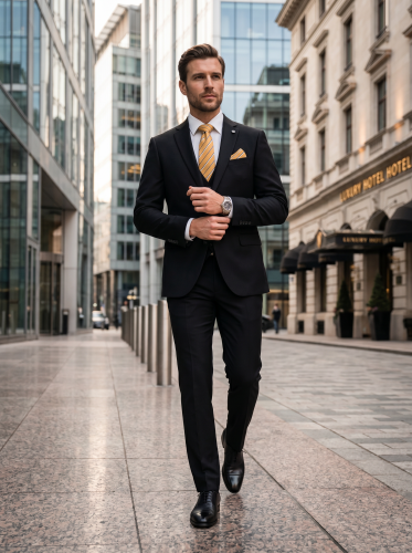 Чоловічий одяг Класичні костюми SLIM FIT ТРОЙКА М чорний 80% WOOL, 20% VISCOSE 420 ROMASTER