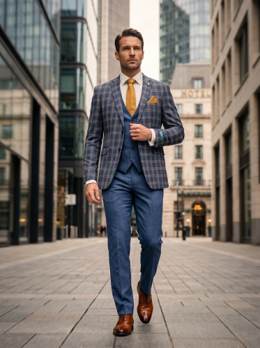 Чоловічий одяг Класичні костюми SLIM FIT М синій 80% WOOL, 20% VISCOSE 276 ROMASTER