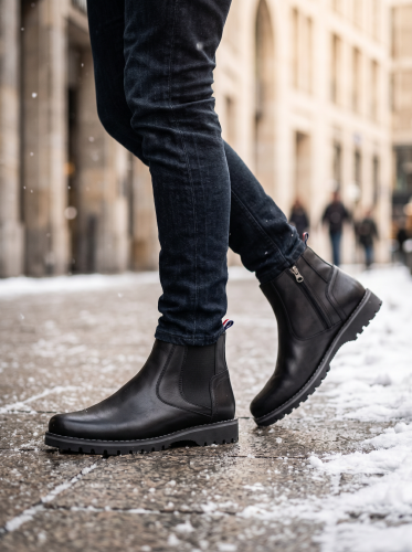 Winter boots (Черевики) натуральне хутро М чорний шкіра 962 black RIKO