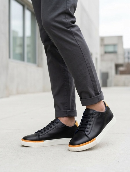 Sneakers (Кросівки) М чорний шкіра C7702 BLACK LUCIANO BELLINI