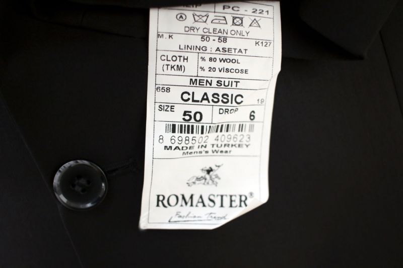 Чоловічий одяг Класичні костюми CLASSIC М чорний 80% WOOL, 20% VISCOSE 658 black ROMASTER